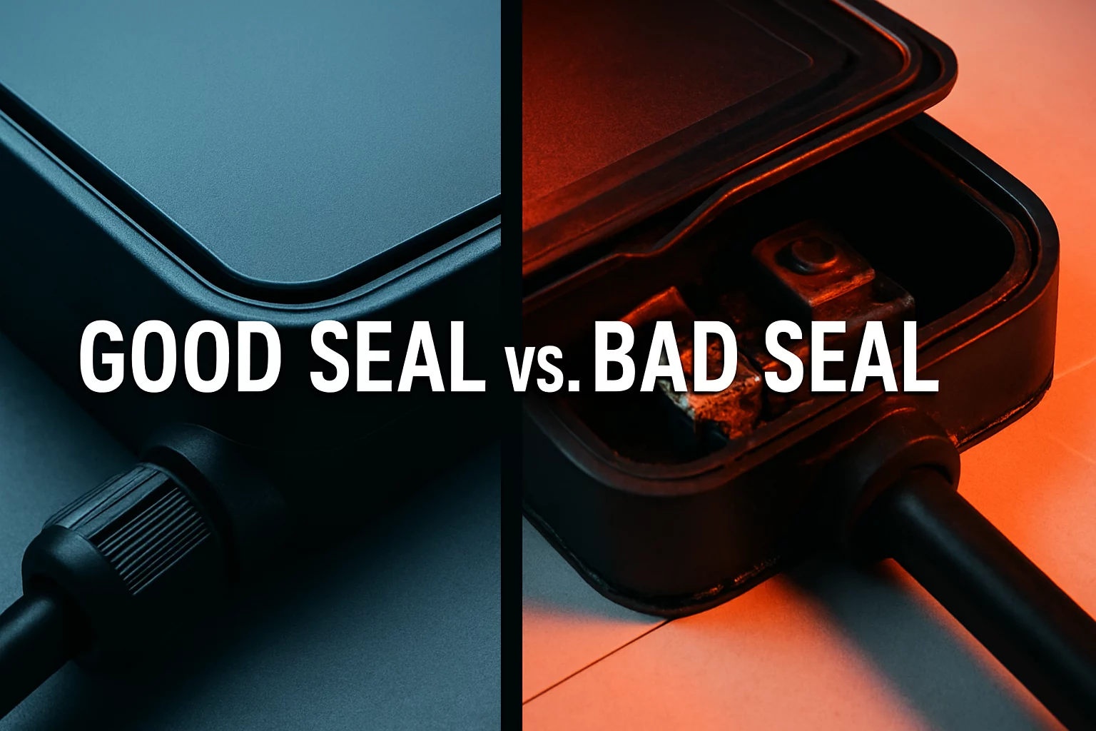 An ideal, perfectly potted and sealed junction box