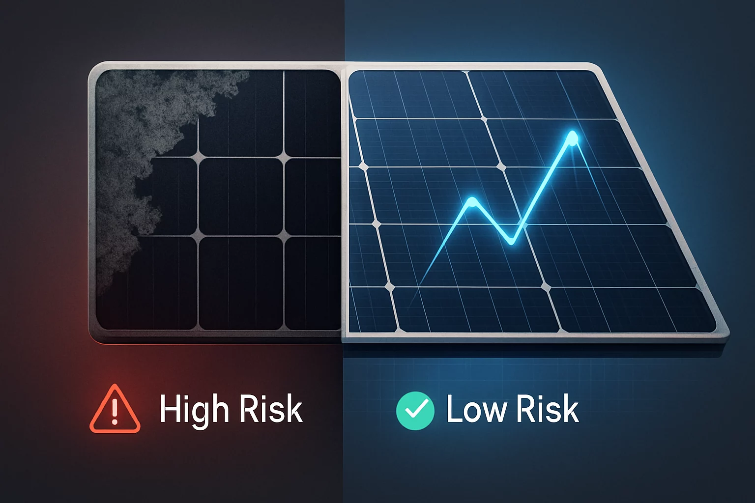 Electroluminescence (EL) image showing moisture ingress patterns after a damp heat test.